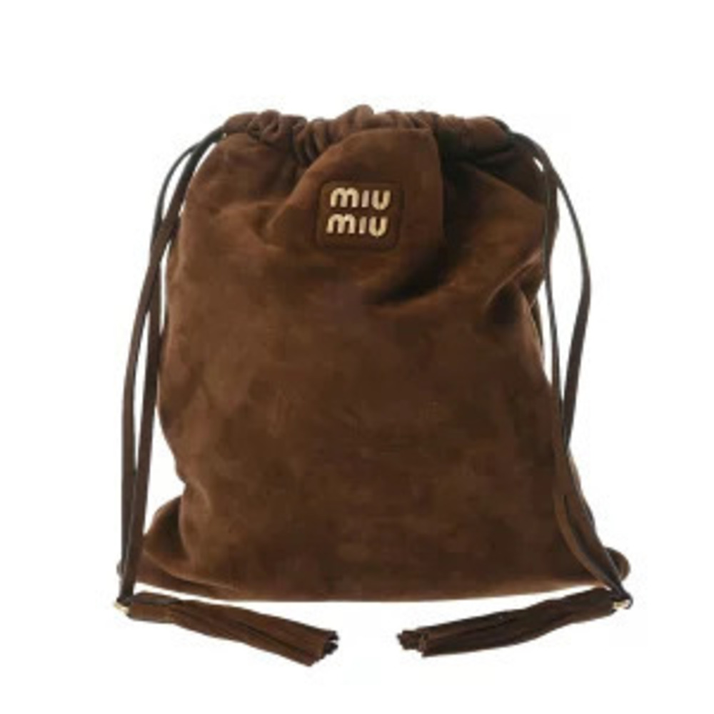 Miu Miu Joie drawstring bag brown suede shoulder handbag